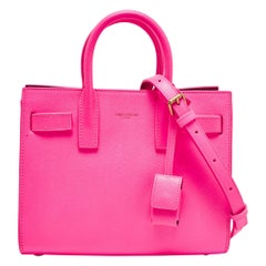 Saint Laurent Neon Pink Leather Nano Classic Sac De Jour Tote