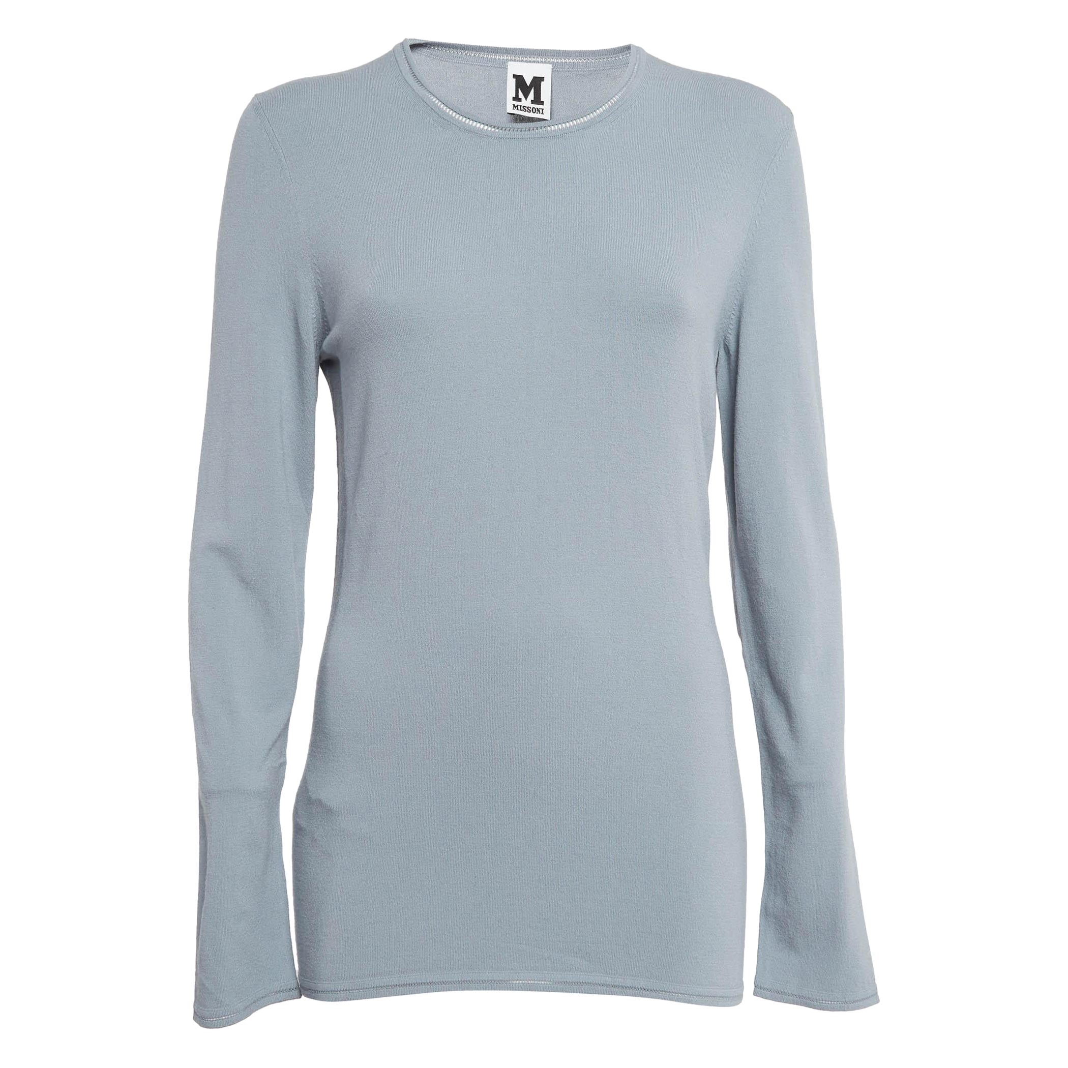M Missoni Grey Knit Full Sleeve Top L For Sale