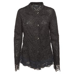 Dolce & Gabbana Black Floral Lace Button Front Jacket M