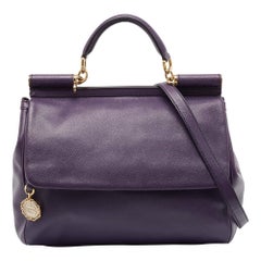 Dolce & Gabbana Lila Große Miss Sicily Top Handle Bag aus Leder