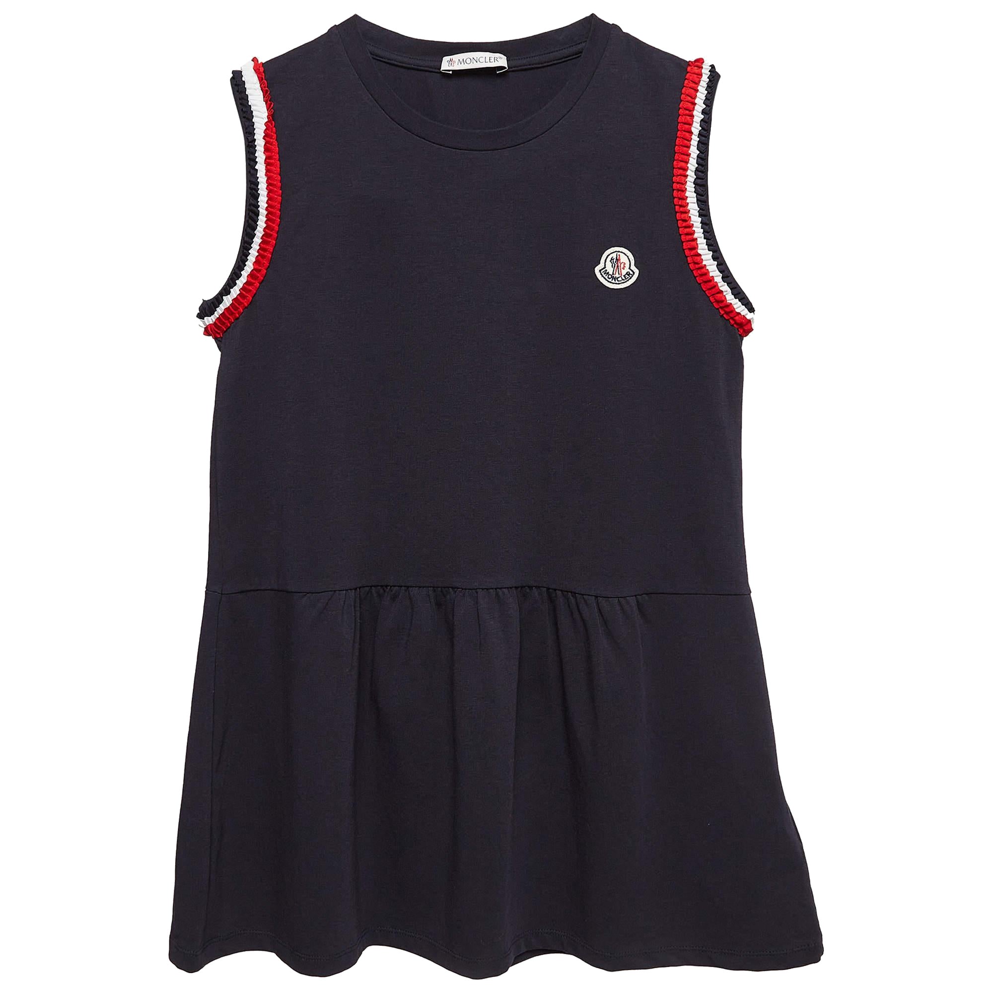 Moncler Top sin mangas de punto de algodón azul marino con volantes 12 años en venta