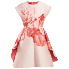 Giambattista Valli Pink Floral Jacquard Silk Flared Mini Dress XS