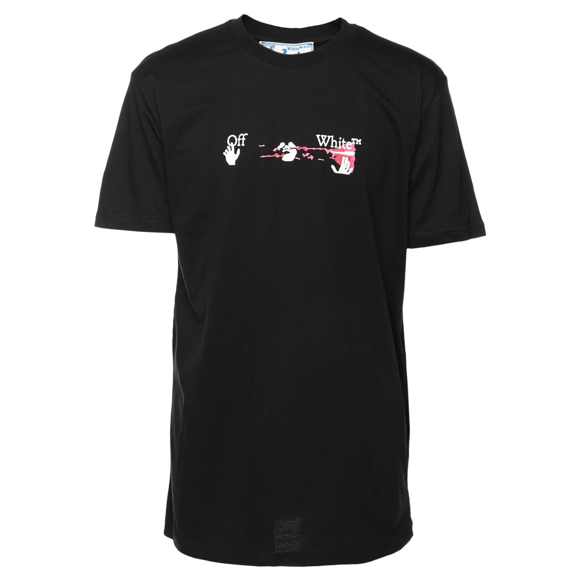 Off-White Black Cotton Arrow Printed Crew Neck T-Shirt XL For Sale