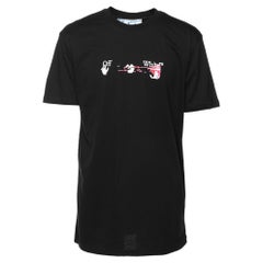 Off-White Camiseta cuello redondo estampada flecha de algodón negro XL