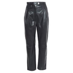 Nanushka Black Faux Leather Pleated Trousers S