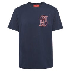 CH Carolina Herrera Navy Blue Logo Applique Jersey T-Shirt L