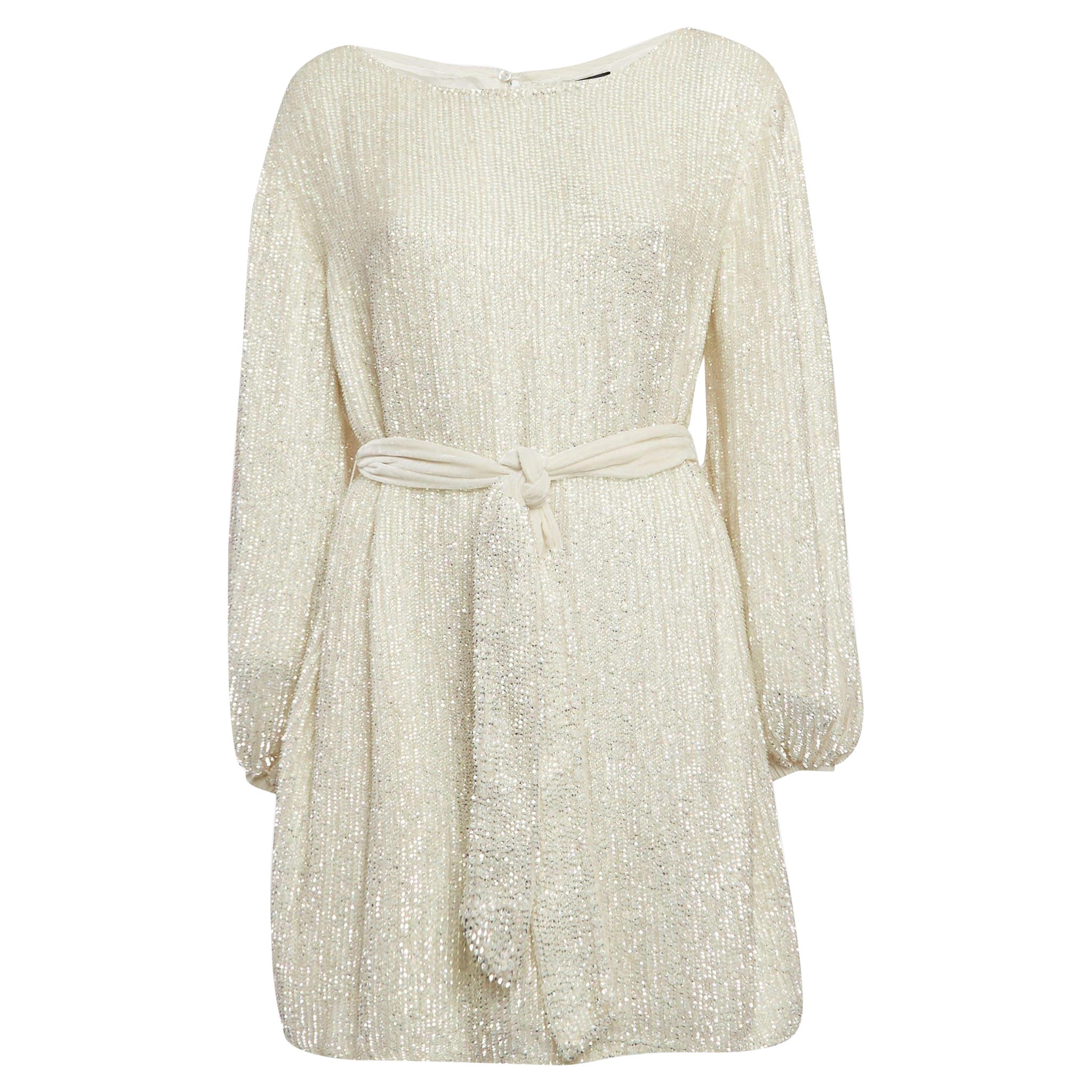Mini-robe Gabrielle blanche à sequins rétrofete S