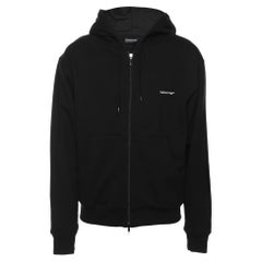 Balenciaga Black Cotton Knit Logo Zip Hoodie S