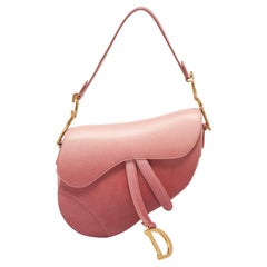 Dior Two-Tone Peach Leather Saddle Shoulder Bag