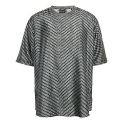 Giorgio Armani Graues bedrucktes T-Shirt mit Rundhalsausschnitt aus Seide XL