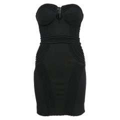 Elisabetta Franchi Black Knit Neck Embellished Mini Dress L