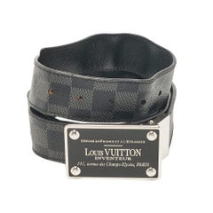 Cinturón Louis Vuitton Damier Grafito Lienzo Inventeur Reversible 120 CM