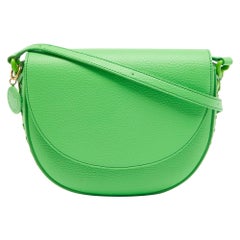 Stella McCartney Green Faux Leather Frayme Flap Crossbody Bag