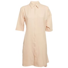 Victoria Victoria Beckham Orange Button Front Tie-Up Waist Short Dress M