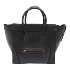 Celine Mini Luggage Tote en cuir noir