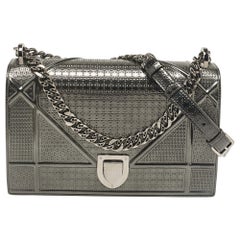 Dior Grey Patent Leather Medium Diorama Shoulder Bag