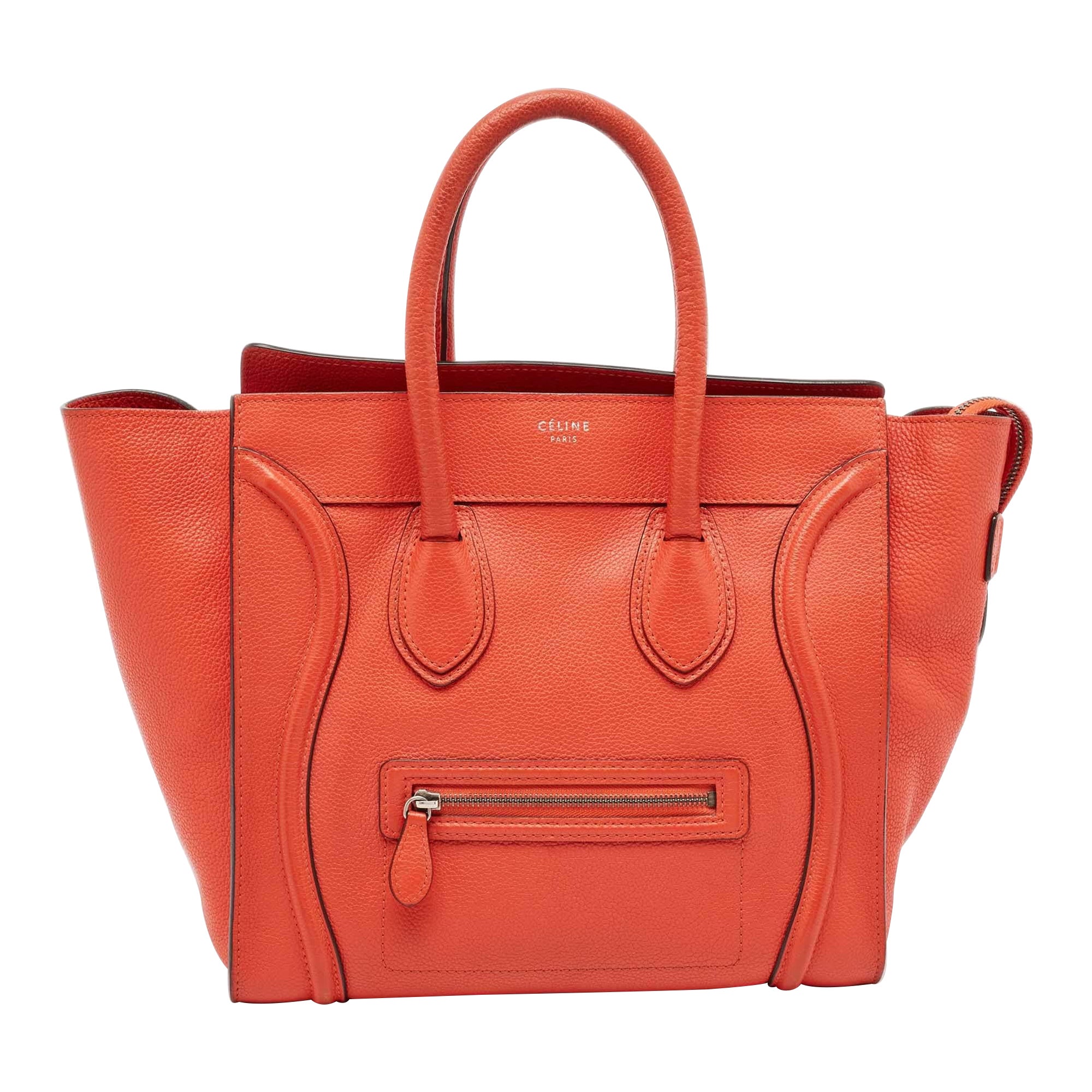 Celine Red Leather Mini Luggage Tote For Sale