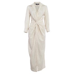 Jacquemus Off-White Gessato in misto lino La Bomba Dress S