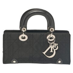 Dior Black Cannage Fabric and Leather Lady D-Joy Bag