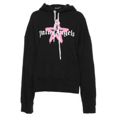Palm Angels Black Cotton Knit Star Sprayed Logo Hoodie S
