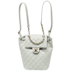 Chanel Pale Green Quilted Caviar Leather CC Classic Backpack