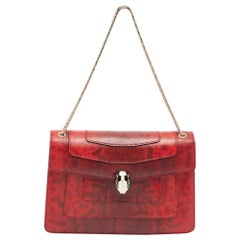 Bvlgari Borsa a tracolla media Serpenti Forever in pelle rossa Karung