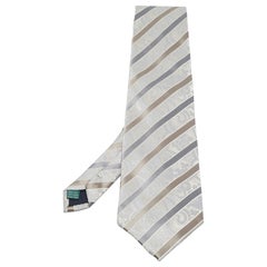 Corbata de seda jacquard con estampado paisley gris Valentino Vintage