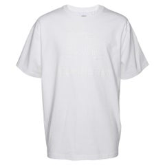 Burberry White Cotton Logo T-Shirt M