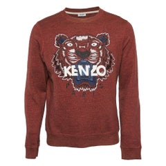 Kenzo Red Logo Embroidered Knit Sweatshirt L
