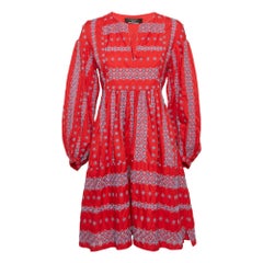 Weekend Max Mara Red Broderie Anglaise Cotton Midi Dress M