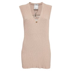 Chanel Pink Patterned Knit Sleeveless Sweater L