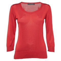 Dolce & Gabbana Red Jersey Full Sleeve Round Neck Jumper S