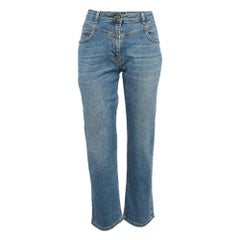 Elisabetta Franchi Blue Washed Denim Loose Fit Jeans M