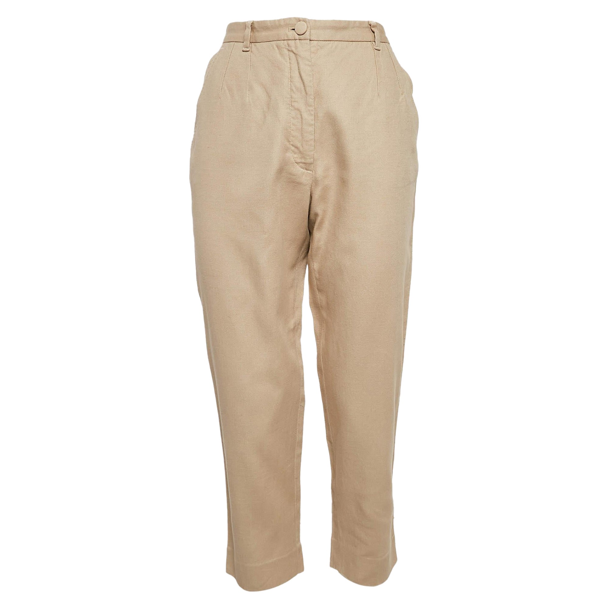 Dolce & Gabbana Pantalones Beige Mezcla de Algodón M