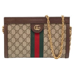 Gucci Beige/Brown GG Supreme Canvas and Leather Ophidia Chain Bag