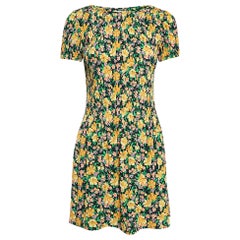 Maje Multicolor Floral Print Crepe Pleated Mini Dress S