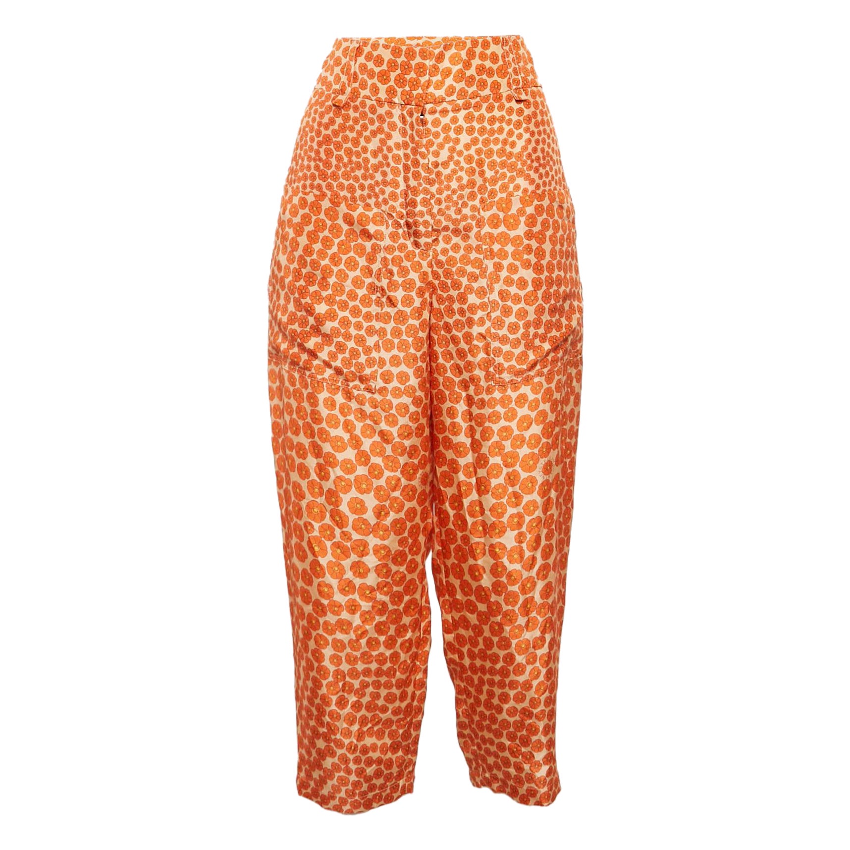 Stella McCartney Orange Ditsy Seiden-Crop-Hose mit Blumendruck S