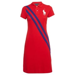 Ralph Lauren Sports - Mini robe T-shirt rouge piqué en coton S