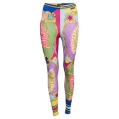 Versace Multicolor Ventagli Print Jersey Leggings S