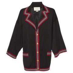 Gucci Cardigan in maglia di seta e cotone a righe nere M. I.