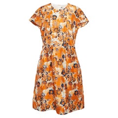 Boss By Hugo Boss Orange Floral Print Silk Short Dress M