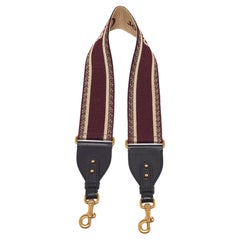 Dior Burgundy Embroidered Canvas and Leather Book Shoulder Strap