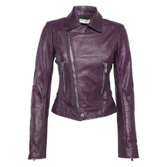 Balenciaga Purple Leather Biker Jacket M