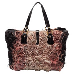 Valentino Multicolor Satin and Patent Leather Rosier Tote