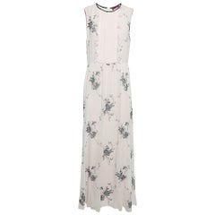 Max Mara Pink Embroidered Silk Sleeveless Maxi Dress L