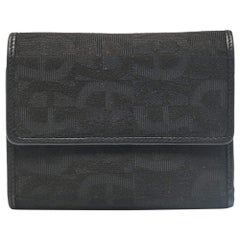 Portafoglio Trifold in pelle e tessuto Monogram nero di Aigner