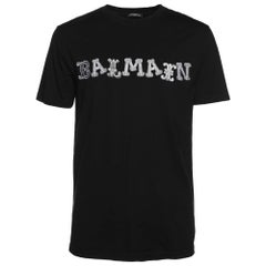 Balmain Schwarz Baumwolle Logo Print T-Shirt M