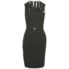 Versace Collection Black Crepe Lace Trim Sleeveless Short Dress M