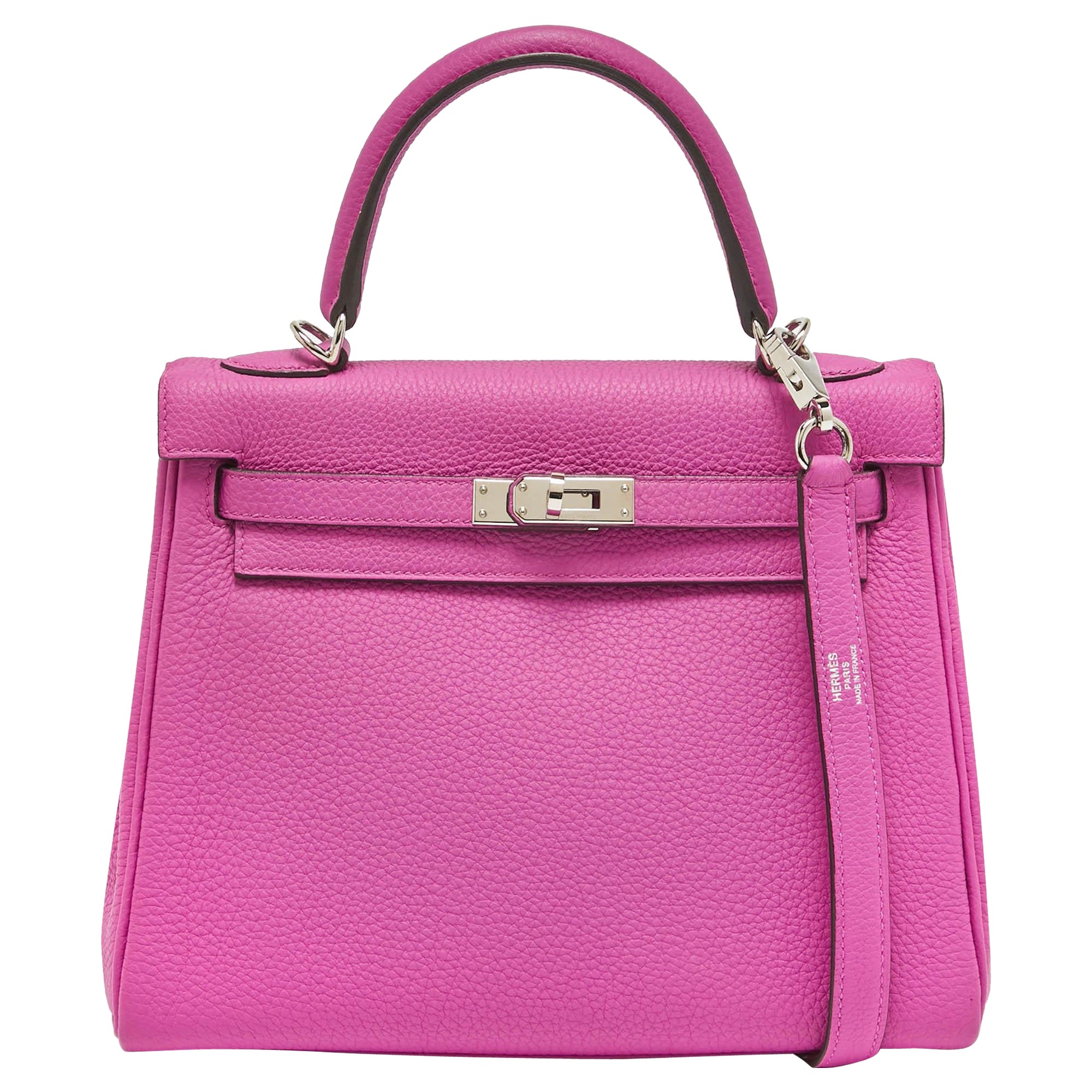 Hermès Magnolia Togo Leather Palladium Finish Kelly Retourne 25 Bag