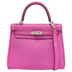 Bolso Hermès Magnolia Togo Piel Acabado Paladio Kelly Retourne 25